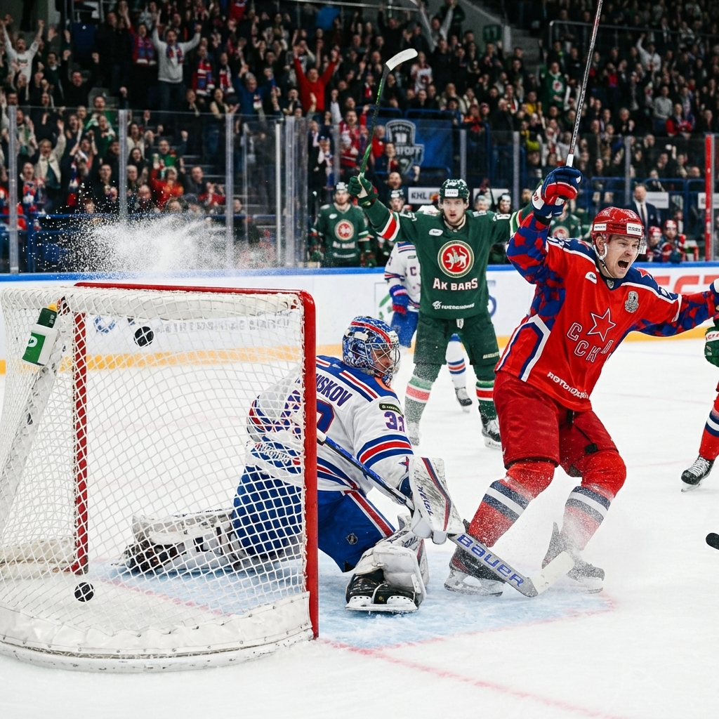 Плей-офф КХЛ: ЦСКА одолел СКА в овертайме, «Ак Барс» вырвал победу