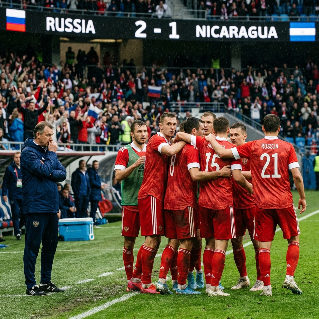 Россия одерживает победу над Никарагуа, но игра вызывает вопросы