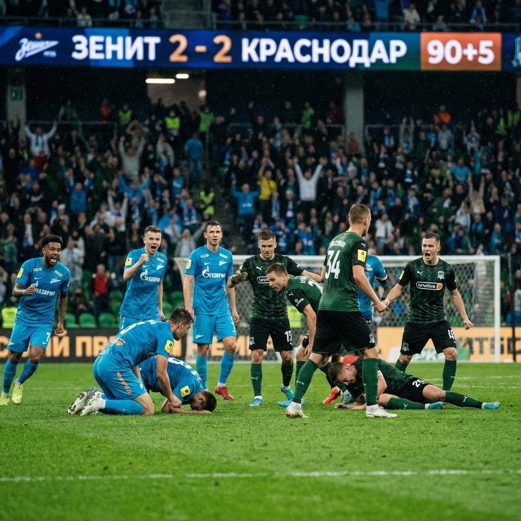 Невероятная драма в матче «Зенит» — «Краснодар»: ничья в конце