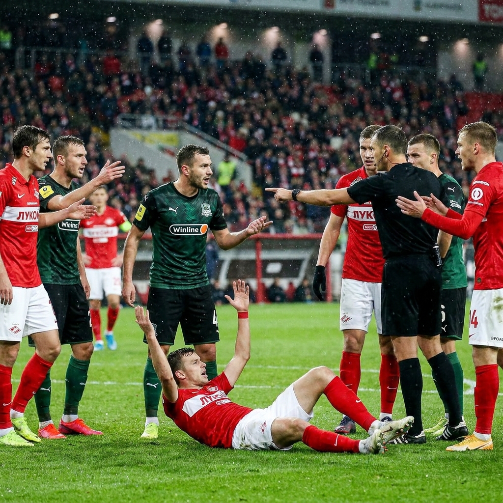 Спорный момент в матче «Спартак» — «Краснодар»: пенальти стал темой дня