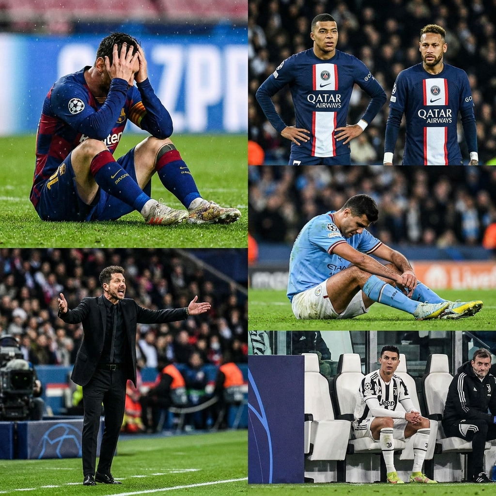 Неожиданные провалы топов: кто стал жертвой в ЛЧ за пять лет?